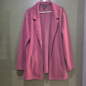 Worthington Women's Burgundy Stretch w/pockets Open Front Coat XXL